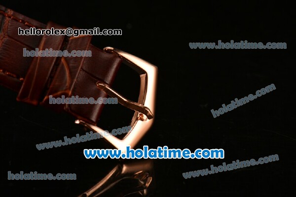 Patek Philippe Calatrava Miyota OS2035 Quartz Rose Gold Case with Brown Dial and Stick Markers - Click Image to Close